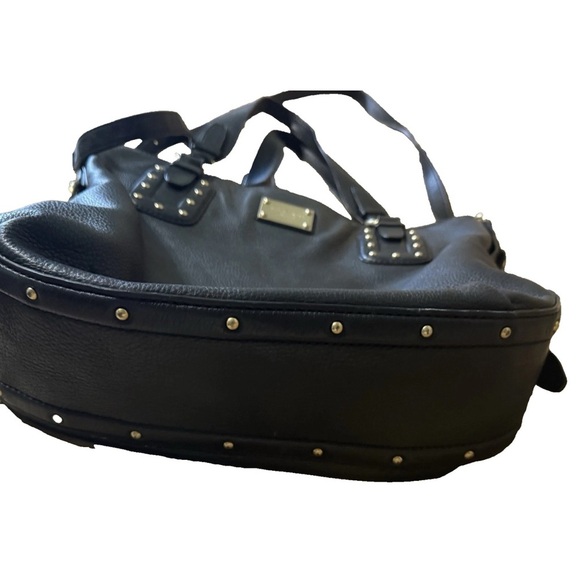 Michael Kors BIG VALLEY Large NS Tote Bag BLACK Leather Gold Tone Handbag - Picture 4 of 16